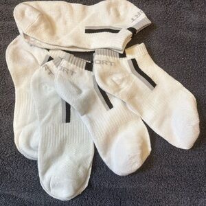 Lot Of 5 Pair Socks Size 6-11 White Sport Men's Socks